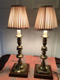 Vtg His & Hers Converted Brass Candlesticks to Electric Lamps