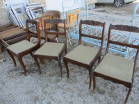 4 OLD 1930s CARVED TOP WALNUT DININGROOM CHAIRS $20 EA.