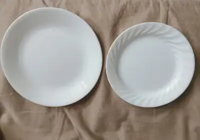 2 PURE WHITE CORELLE PLATES, View more