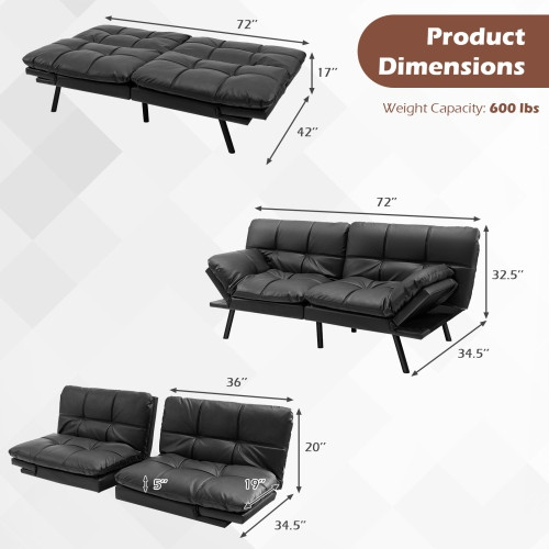 Convertible Futon Sofa Bed Memory Foam Couch Sleeper with Adjust in Couches & Futons in Cambridge - Image 4
