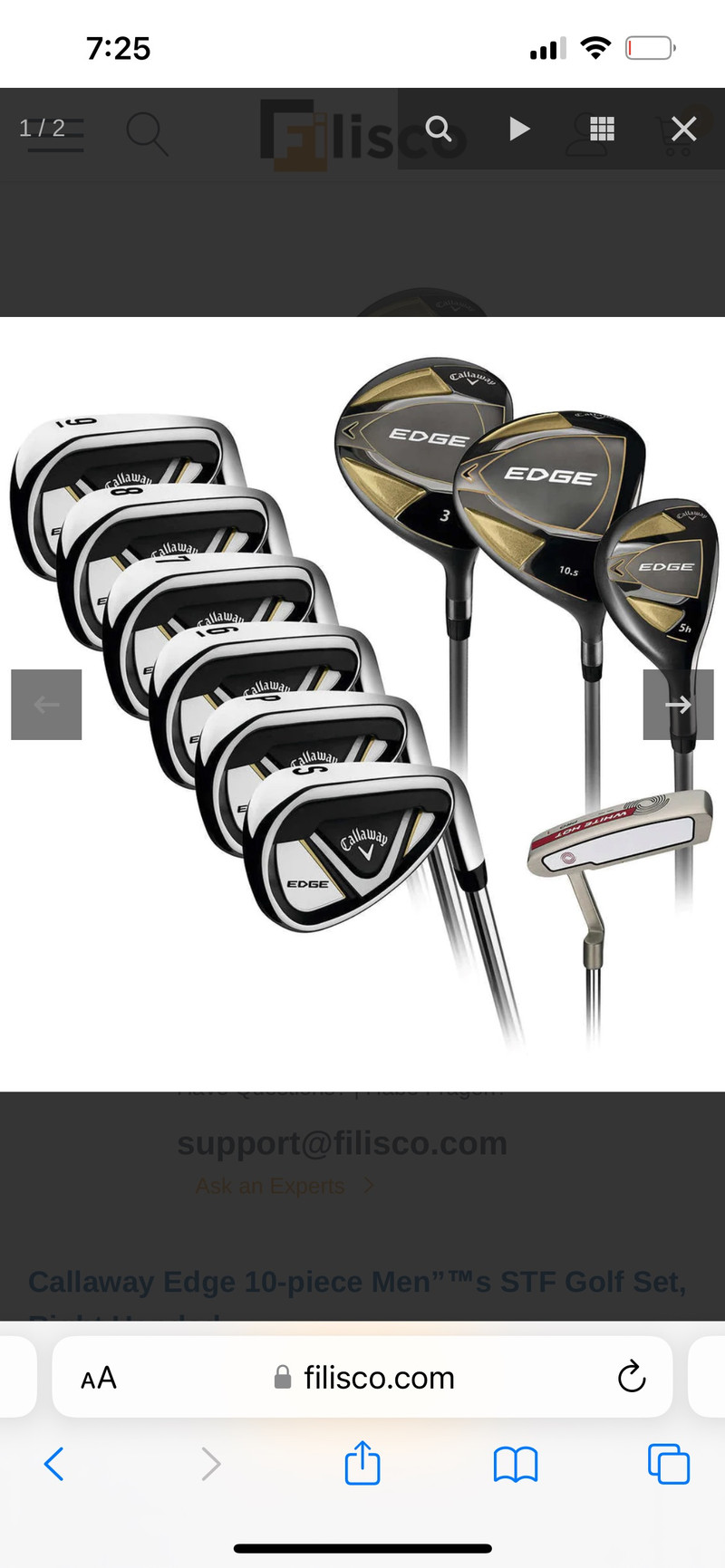 Callaway EDGE 10Piece Men's Golf Club Set, Regular Flex, RIGHT Golf