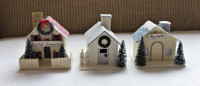 Lot of 3 Miniature Glitter Houses