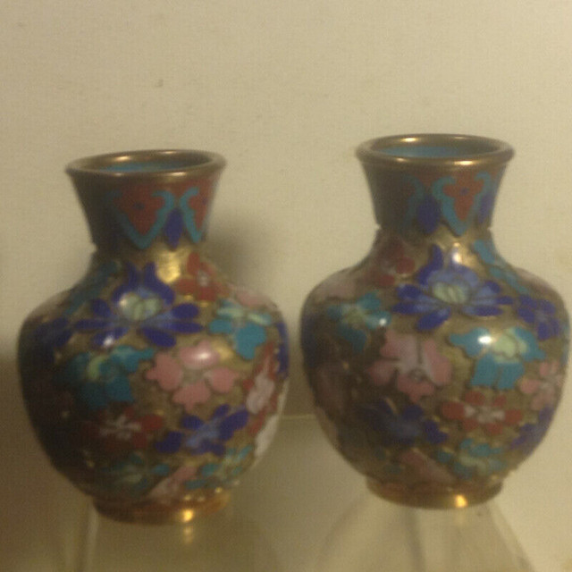 Antiques Chinese Pair Cloisonne Vase in Arts & Collectibles in Vancouver