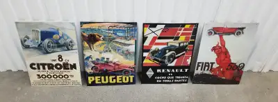European retro art deco auto ads tin signs wall art c1930s 20"H, View more