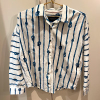 Maison Scotch  Blue Knot Striped Top cotton Shirt Blouse- Size 6