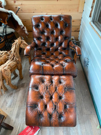 Very sturdy leather chair with ottoman $700