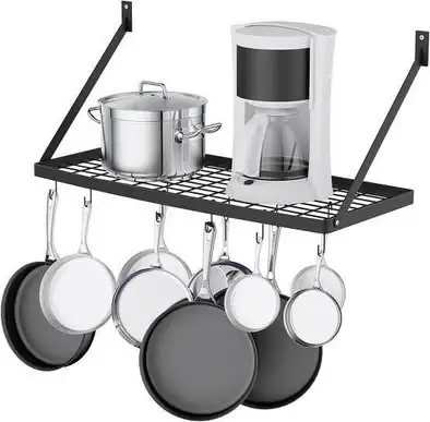 NEW - MIYILI Square Grid Wall Mounted Pot & Pan Organizer Shelf, View more