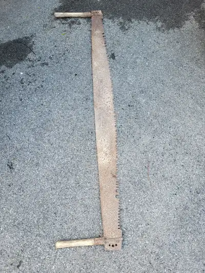 Old 2 man saw 66 inches length wooden handles