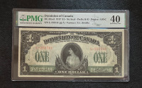 1917 Dominion of Canada One dollar Bank Note PMG 40 