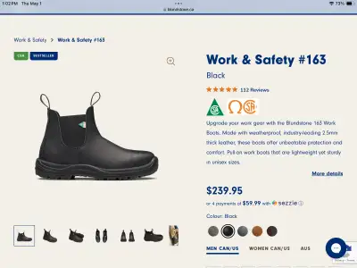Blundstone used work & safety boots, style #163, size 13AUS Uk, View more