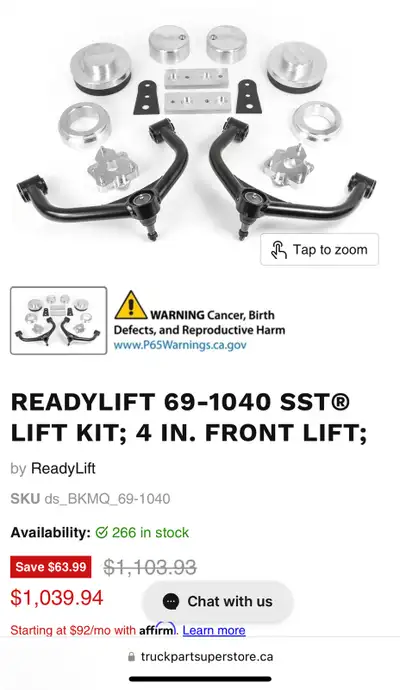 Lift kit 4” ReadyLift 69-1040 for Ram 1500 Classic 2009-2024 (4WD). Brand new in the box. Retails fo...