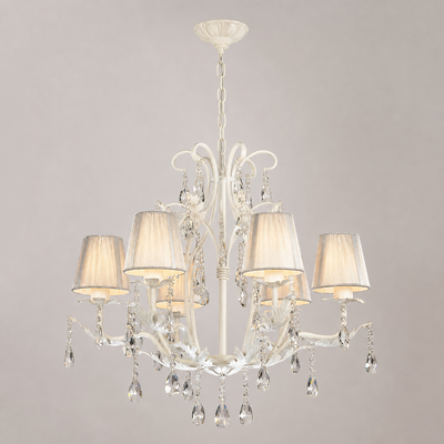 Mantra White 6 Light Shaded Chandelier 2197, View more