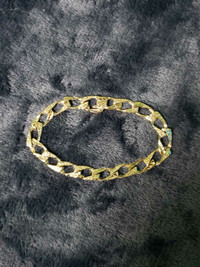 10K Gold Diamond Cut Cuban Curb Link Chain Bracelet 