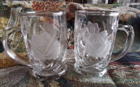 CRYSTAL GLASS  BEER MUGS -  ROSE PEARL, MIKASA - Set 2