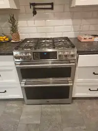 GE 6 burner gas stove retrofitted for propane 2 ovens