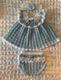 Gorgeous Newborn Crochet Set! Dress, Diaper Cover & Headband!