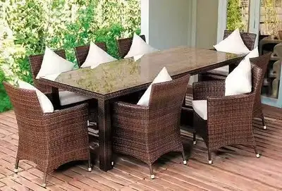 Ensemble table et chaises en rotin 7 places pour extérieur, View more