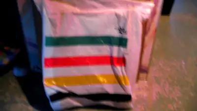 HUDSON BAY VINTAGE--ICONIC, STRIPPED, PLASTIC , RETAIL STORE BAG, View more