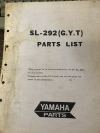 Yamaha SL-292 (G.Y.T) Snowmobile Parts List