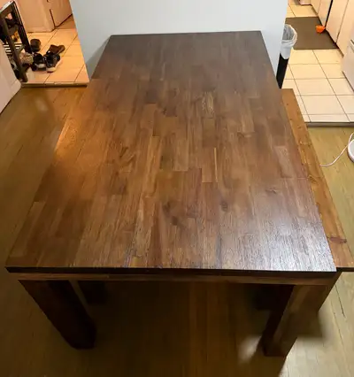 Solid Wood Dining Set: Heavy Table  + 2 Matching Bench, View more