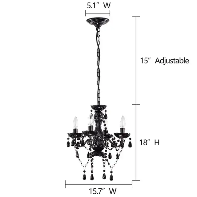 Black Chandelier Small Crystal Lighting Mini Acrylic  in Indoor Lighting & Fans in Markham / York Region - Image 5