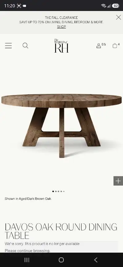 RH Davos Oak Round Dining Table, View more