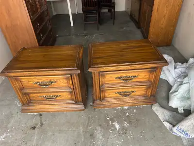 Free delivery used Pair of Vintage Wood Nightstands, View more