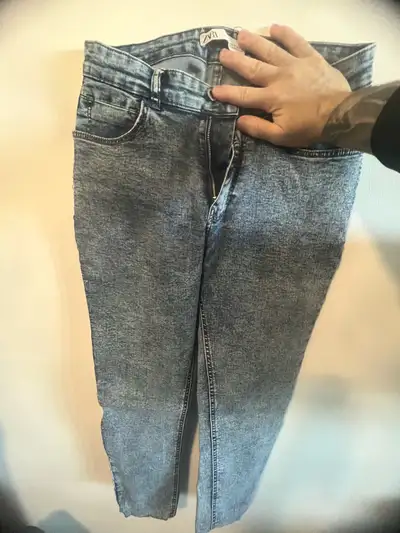 Zara men’s skinny jeans cropped acid wash and grey , View more