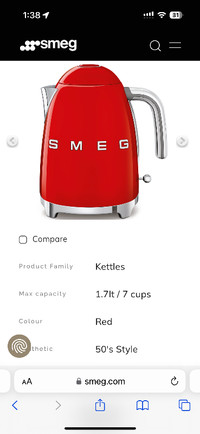 RED SMEG Kettle.  Unopened in Box Brand NEW