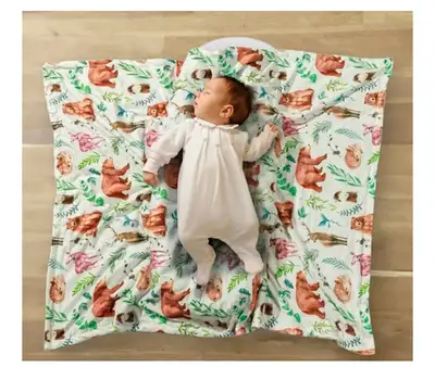 WOOLAND Theme NWOT 100% Cotton  Baby Blankets(3) &  Basket, View more