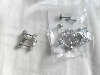 New Stainless Steel Ear Stud, Barbell Studs Earrings Round, View more