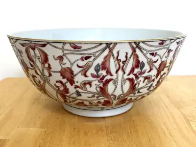 Famille Rose Gold Trim Large Porcelain Decorative Bowl D12", View more