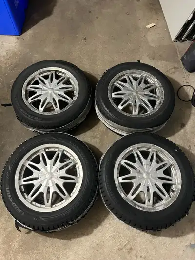 17 inch alloy rims with adaptable bolt pattern, can fit many different vehicles. 2 Laufenn winter ti...