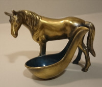 Vintage Brass Horse Figurine Pipe Rest Holder