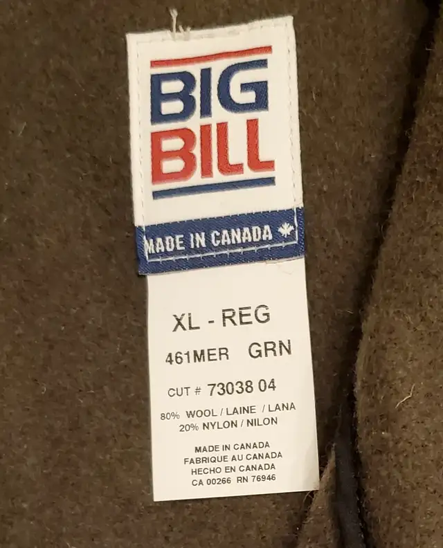 Big Bill Merino Wool Zip Front Jacket64519996808322123