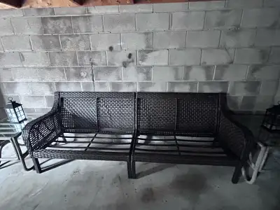 Patio wicker couch and tables, View more