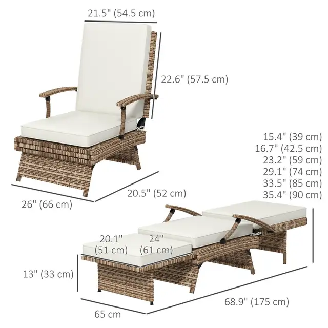 Outdoor Wicker Foldable Recliner Chair with Retractable Footrest in Patio & Garden Furniture in Markham / York Region - Image 5