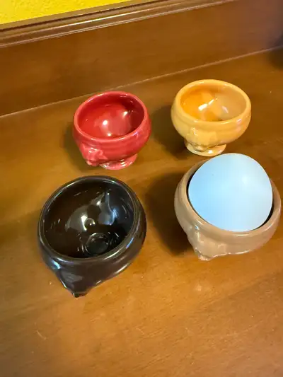 Set of 4 Ceramic Lion Head Egg Cups, View more