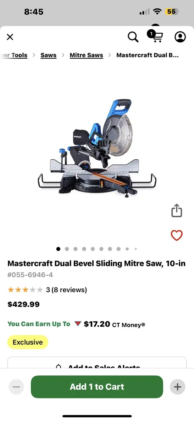 10” Mastercraft Compound Miter Saw64520009871491120