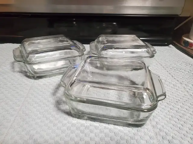 Vintage Glass Refrigerator Containers x 3