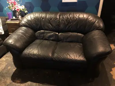 Black Leather Loveseat, View more
