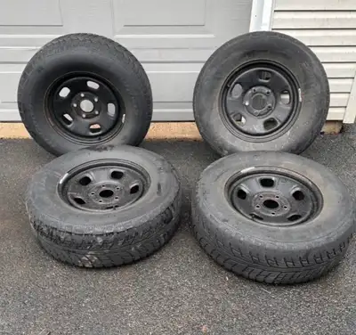 Used BF Goodrich winters mounted on steel rims of a 2016 Ram Rebel. Sold the truck so these are no l...