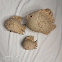 Set of 3 lovely 1980s ceramic fish from Mexico, 3D table top