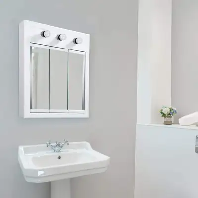 New 25 inch Wide Medicine Cabinet, 3 Frameless Mirrored Doors, View more