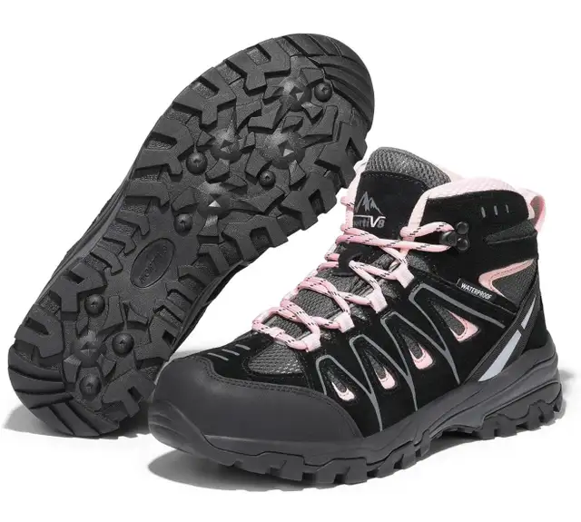 New Women's Waterproof Wide Hiking Boots Outdoor/Black&Pink/US8 in Women's - Shoes in Calgary - Image 2