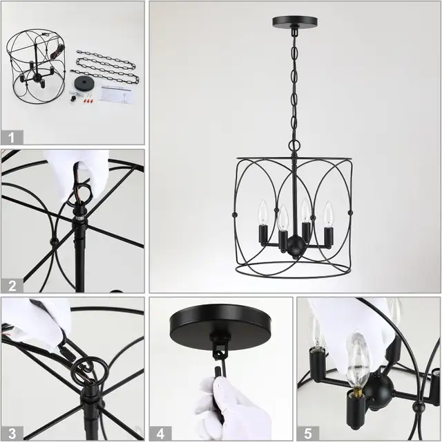 Untrammelife 4-Light Black Chandelier Pendant in Indoor Lighting & Fans in Mississauga / Peel Region - Image 9