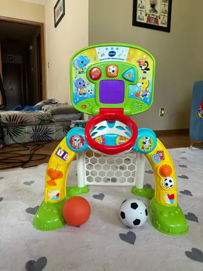 kids basketball hoop and soccer goal, View more