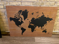 Laser etched world map
