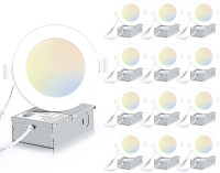 NEW: 4 Inch Dimmable 5 CCT Recessed Lights, 12 Pack