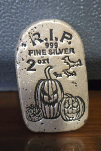 Very cool - 2oz Silver RIP Headstone bar
